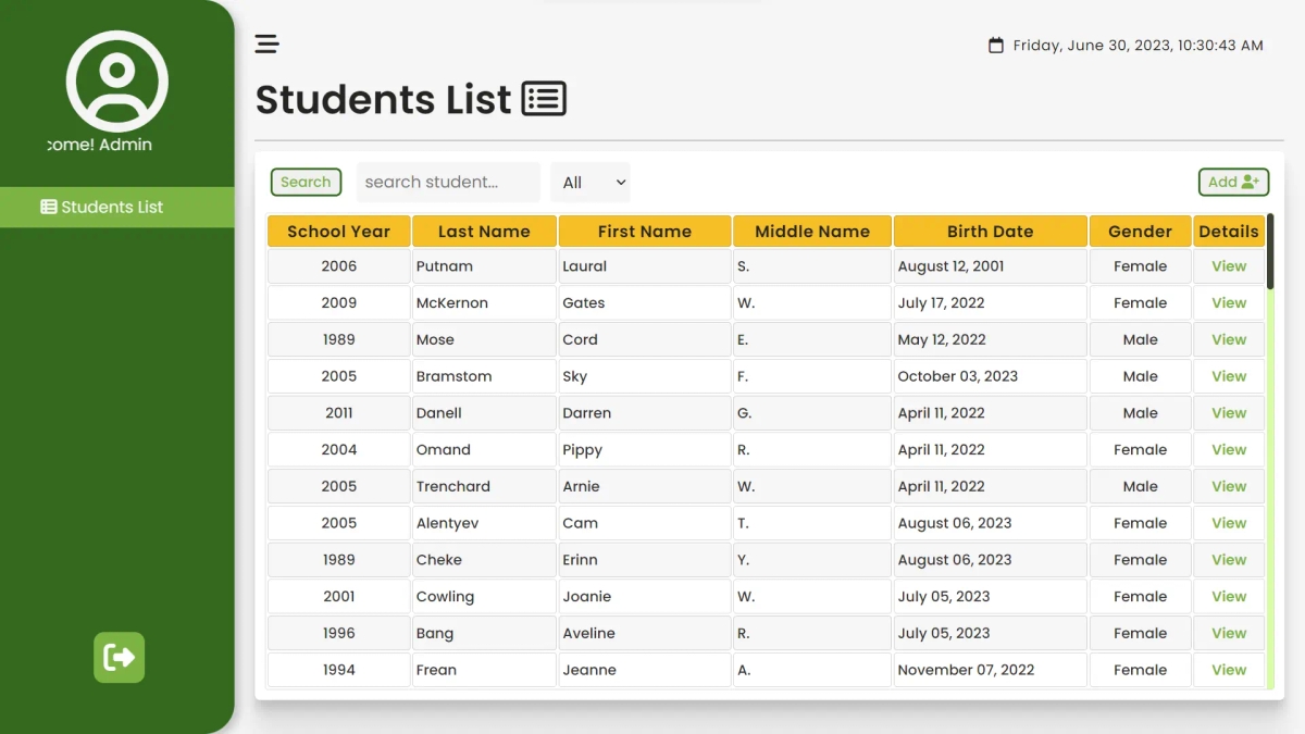 STS Students List